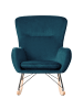 Beliani Schaukelsessel ELLAN in Blau/Schwarz/Braun - (W) 71 x (H) 97 x (L) 90 cm