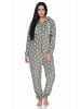 NORMANN Schlafanzug Jumpsuit Overall Tupfen Coralfleece in grau