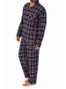 NORMANN Flanell Schlafanzug langarm Pyjama zum durchknöpfen - 70810 in navy