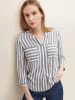 Tom Tailor Gestreifte 3/4 Arm Bluse V-Ausschnitt Tunika Shirt in Blau