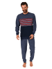 NORMANN Frottee Pyjama Schlafanzug Bündchen und Rundhals - 51525 in blau