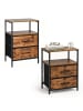 relaxdays 2 x Nachttisch in Braun/ Schwarz - (B)38 x (H)61 x (T)28 cm