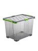 Rotho Evo Total Protection 65l Kiste mit Deckel und Räder in Anthrazit & Grün