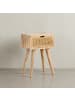 KADIMA DESIGN Nachtkonsole Massivholz / Rattan 40x60x30 cm Nachttisch Braun