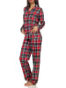 NORMANN Pyjama Karo zum durchknöpfen Single Jersey - 58160 in rot