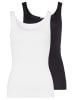Hanro Unterhemd / Top Cotton Seamless in Weiß / schwarz