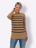 Sieh an! Strickpullover in camel-schwarz-geringelt