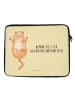Mr. & Mrs. Panda Laptop Tasche Katze Umarmen mit Spruch in Gelb Pastell