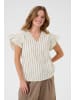 CULTURE Kurzarm-Bluse CUsella Relaxed fit in White/Blue/Yellow Stripe