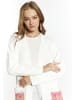 IZIA Damen Cardigan in Weiss Mehrfarbig