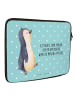 Mr. & Mrs. Panda Laptop Tasche Pinguin mHerzieren mit Spruch in Türkis Pastell