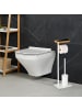 relaxdays WC Garnitur in Weiß/ Natur - (B)23 x (H)65 x (T)18 cm