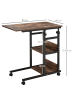 HOMCOM Beistelltisch-80L x 40B x 72-82H cm-Rustikal-Braun