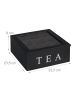 relaxdays Teebox in Schwarz/ Weiß - (B)23,5 x (H)9 x (T)23,5 cm