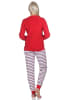 NORMANN Frottee Pyjama Hose gestreift Oberteil - 82704 in rot