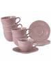 6er Set Milchkaffeetassen mit Untertassen Beat Color Glaze in Altrosa 350 ml