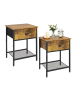 relaxdays 2 x Nachttisch "Industrial" in Dunkelbraun/ Schwarz – (B)40 x (H)55 x (T)30 cm