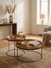 KADIMA DESIGN Couchtisch | 2er Set, Gold/Schwarz, Tablett, Rund in Gold
