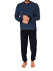 NORMANN Langarm Frottee Schlafanzug Pyjama Bündchen - 86629 in blau