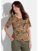 GOLDNER Blusenshirt mit Tropen-Design in khaki / orange / gemustert