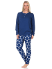NORMANN Langarm Schlafanzug Pyjama Tupfen Punkte Optik - 87058 in marine