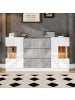 ABRIHOME Sideboard in Hochglanzweiß mit LED Beleuchtung und Marmorlook 140x35 cm