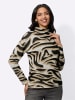Sieh an! Jacquard-Pullover in camel-schwarz-gemustert