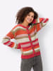 Heine Ajourstrickjacke in orange-champagner-gemustert