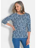 GOLDNER Jerseyshirt Halbarm Viskoseshirt im Allover-Design in blau / gemustert