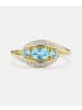 Diamant L'éternel Ring, mit Blautopas, 375 Gelbgold
