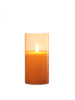 MARELIDA LED Kerze im Glas Windlicht flackernd D: 7,5cm H: 15cm in orange
