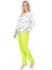 NORMANN Langarm Schlafanzug Pyjama Tupfen Punkte Look in grün