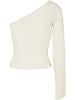 Urban Classics Urban Classics Damen Ladies Short Rib Knit One Sleeve Sweater in whitesand