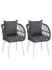 MCW 2er-Set Gartenstuhl Q38 Seilgeflecht, Gestell hellgrau, Polster anthrazit