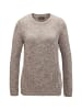 GOLDNER Eleganter Glanzpullover, Ajour-Details in camel / melange