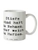 Mr. & Mrs. Panda Geschenktasse Spruch Stier Herz mit Spruch in Weiß