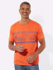 Sieh an! Kurzarm-Shirt in orange-jeansblau