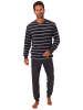 NORMANN Frottee Schlafanzug Bündchen Streifen langarm Pyjama - 51732 in navy