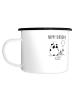 Mr. & Mrs. Panda XL Emaille Tasse Panda Geburtstag mit Spruch in Weiß
