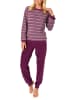NORMANN Frottee Pyjama langarm Schlafanzug Bündchen Streifen - 50155 in rot