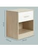 VASAGLE 2er-Set: Nachttisch Custos in Naturbeige-Klassikweiß - (B)39 x (H)41 x (T)28 cm