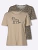 Sieh an! Doppelpack Shirts in beige + beige-schwarz-bedruckt