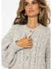 SASSYCLASSY Strickjacke mit Zopfmuster in Grau
