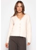 SASSYCLASSY Strickjacke mit Bogenkante in Offwhite