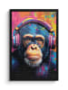 OnlyWow Poster mit Leiste Bunte Schimpanse