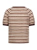 CARTOON Strickpullover mit Rundhalsausschnitt in Brown/Cream