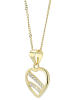 Adeliás Damen Anhänger – Herz Herzanhänger aus 925 Silber mit Zirkonia in gold