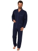 NORMANN Pyjama gewebt durchknöpfbarem Oberteil - 54913 in marine