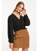 IZIA Damen Cropped Bluse Langarm in Schwarz