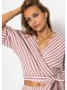 SASSYCLASSY Gestreifte Musselin Wickel Bluse in Altrosa